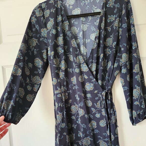 Abercrombie & Fitch | Wrap Dress | Navy/Green | Size L - Picture 2 of 6